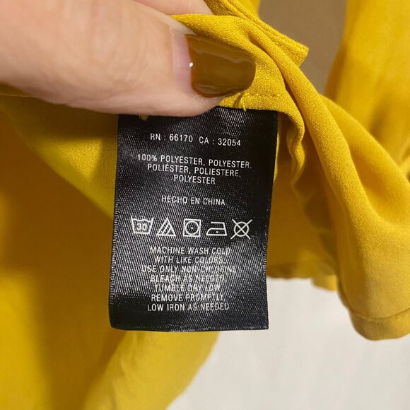Anthro Meadow Rue Mustard Yellow Scalloped‎ Detail Blouse Size 2 - Picture 6 of 9